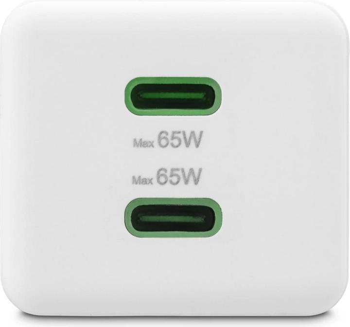 Produktbild Hama Schnellladegerät, GaN, 2x USB-C, PD/Qualcomm®, Mini-Ladegerät, 65 W, Weiss (65 W)