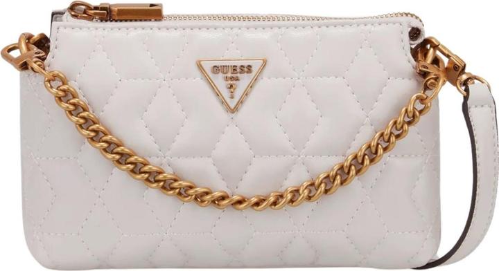 Actual product image Guess Elenia, Mini, Textile Crossbody Bag, Stone, QB867772, For Women
