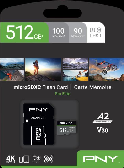 Image du produit PNY Pro Elite (512 Go, microSDXC, U3, UHS-I)