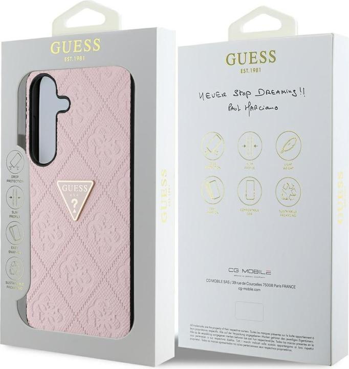 Actual product image Guess Hot Stamp 4G Pattern Triangle Metal Logo Case for Samsung Galaxy S25 - Pink (Samsung Galaxy S25)
