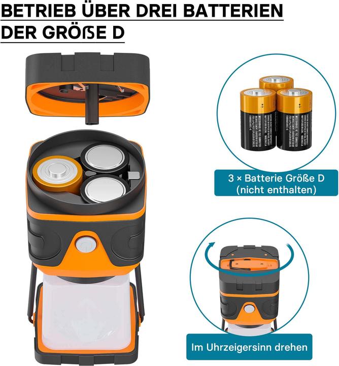 Actual product image Toboli Battery-powered Camping Lamp with 4 Light Modes LED Outdoor Lantern Dimmable Camping Light