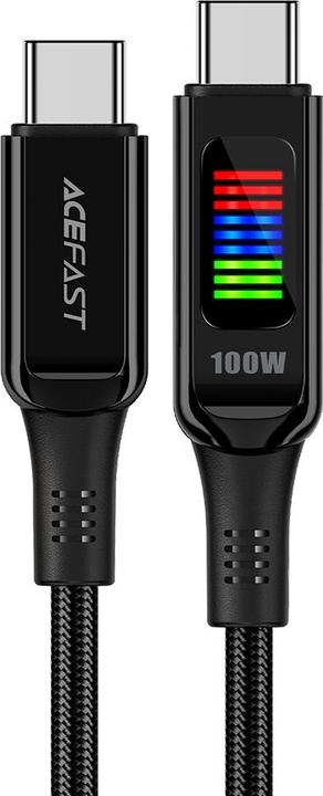 Actual product image Acefast C7-03 USB-C USB-C 100W 1.2m cable with display - black (1.20 m, USB 3.0)