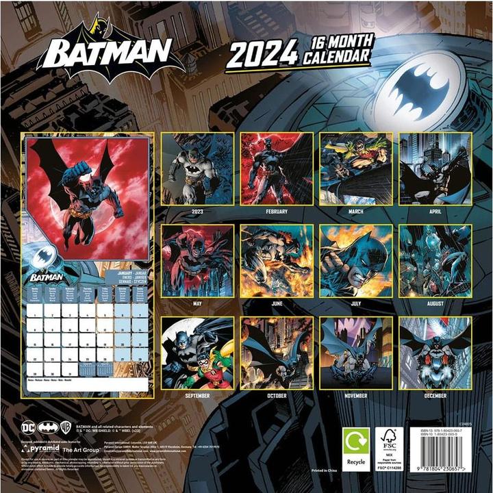 Actual product image Pyramid DC Comics Calendar 2024 Batman (30 x 30 cm, Spanish, French, German, English)