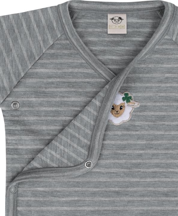 Actual product image Normani 2-pack organic long-sleeved merino wool baby bodysuit for boy and girl - 9353 (80)