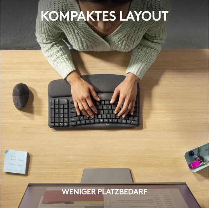 Actual product image Logitech Wave Keysergonomic Kb Graphite (Eng. Int., Wireless)