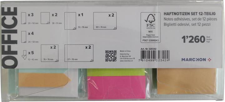 Office Set de notes repositionnables 12 pièces 1260 feuilles