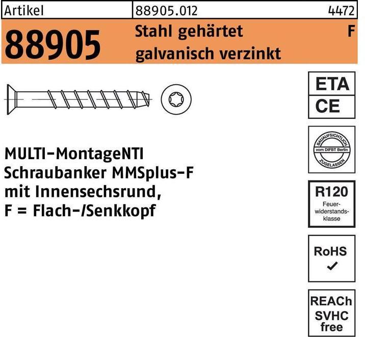 Produktbild Heco MULTI MONTI plus F Schraubanker 6,0 x 70 mm 100 Stück ( 48499 ) Betonschraube, Senkkopf, T-Driv (100 Schrauben pro Stück)