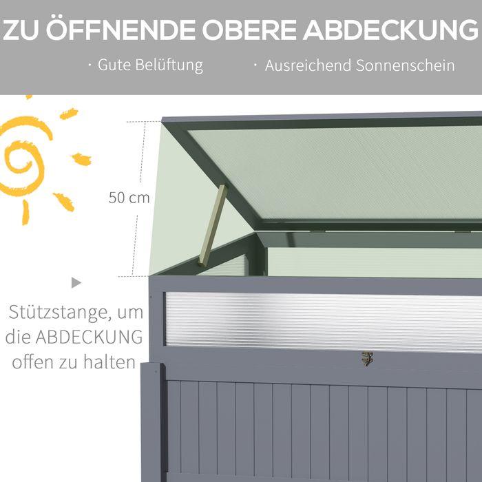 Produktbild Swisshandel24 Hochbeet Holz mit Frühbeet 2-in1 Gewächshaus Tomatenhaus Gemüsebeet Kräuterbeet Pflanzkasten Polycar