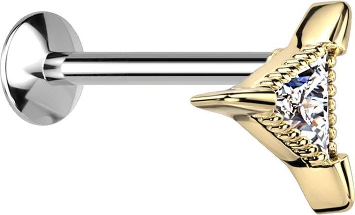 Immagine prodotto Star Piercing Micro Threadless UFO Labret argento triangolo placcato oro collo del piede argento (Acciaio chirurgico 316L, Ottone)
