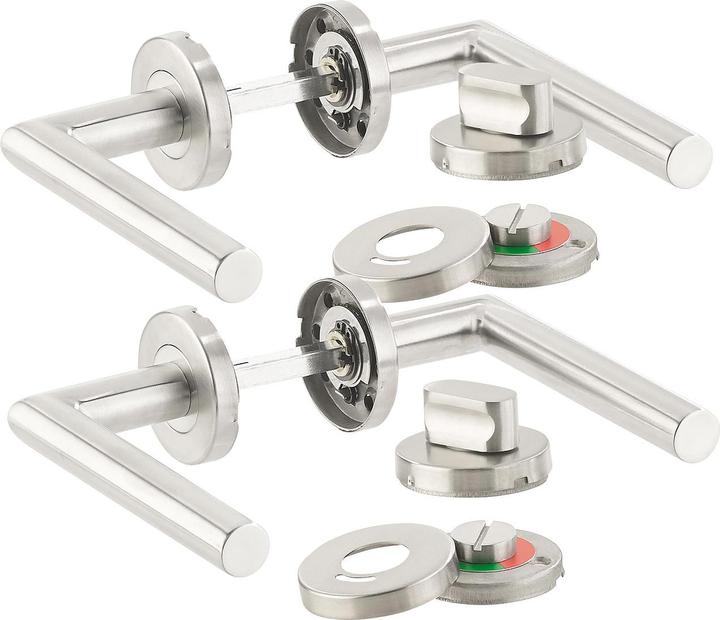 Produktbild AGT 2er-Set Edelstahl-Türbeschläge für Bad & WC (Türgriff)