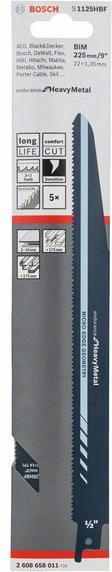 Image du produit Bosch Professional Zubehör Lame de scie sabre S 1125 HBF, Endurance for Heavy Metal, pack de 5