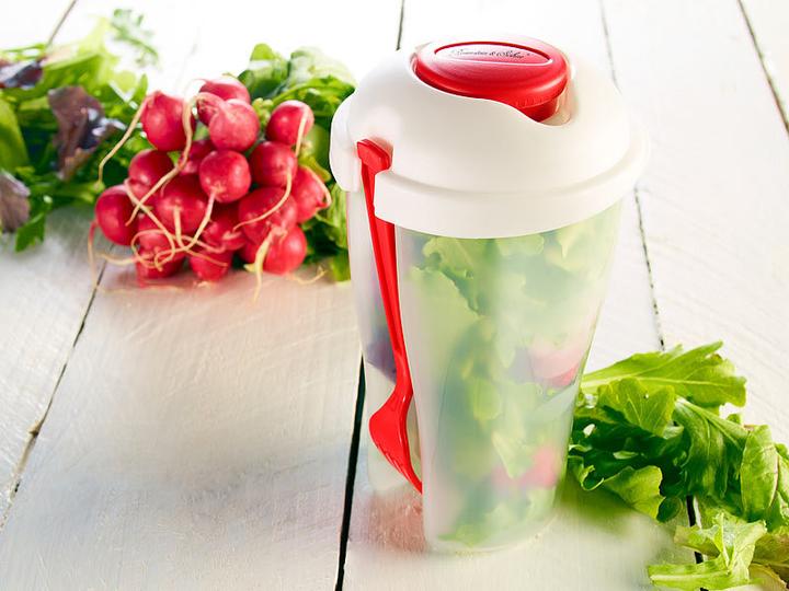 Produktbild Rosenstein & Söhne Salat-Becher mit Dressingbehälter & Gabel (0.70 l)