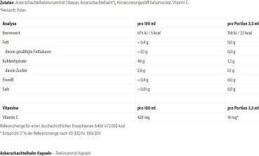 Nährwerte und Zutaten Ultra Sports Ackerschachtelhalm (1 Stück, Kapseln, 100 g)