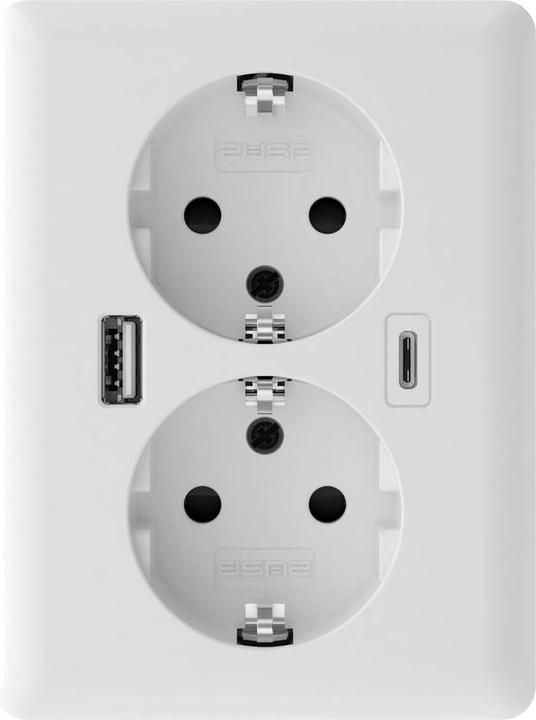 Actual product image 2USB 2U-449221 Flush-mounted socket outlet with USB-C®, with USB charging output White (glossy)