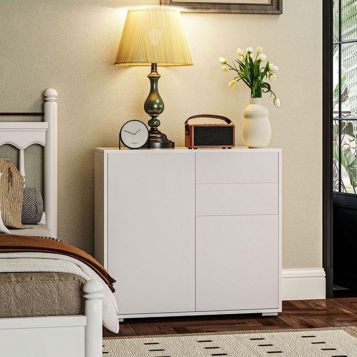 Produktbild Swisshandel24 Sideboard Aufbewahrungsschrank mit Schublade, 2 Türen für Küche Weiss