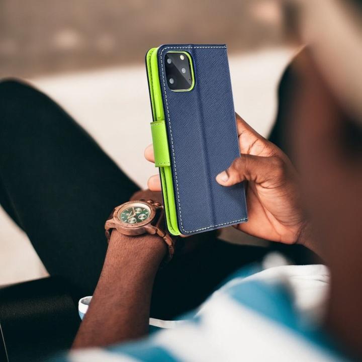 Produktbild NoName Book case OEM FANCY Book case for SAMSUNG A52 LTE / A52 5G / A52S navy/lime (Samsung Galaxy A52 5G, Samsung Galaxy A52s 5G, ZTE Blade A52 Lite)