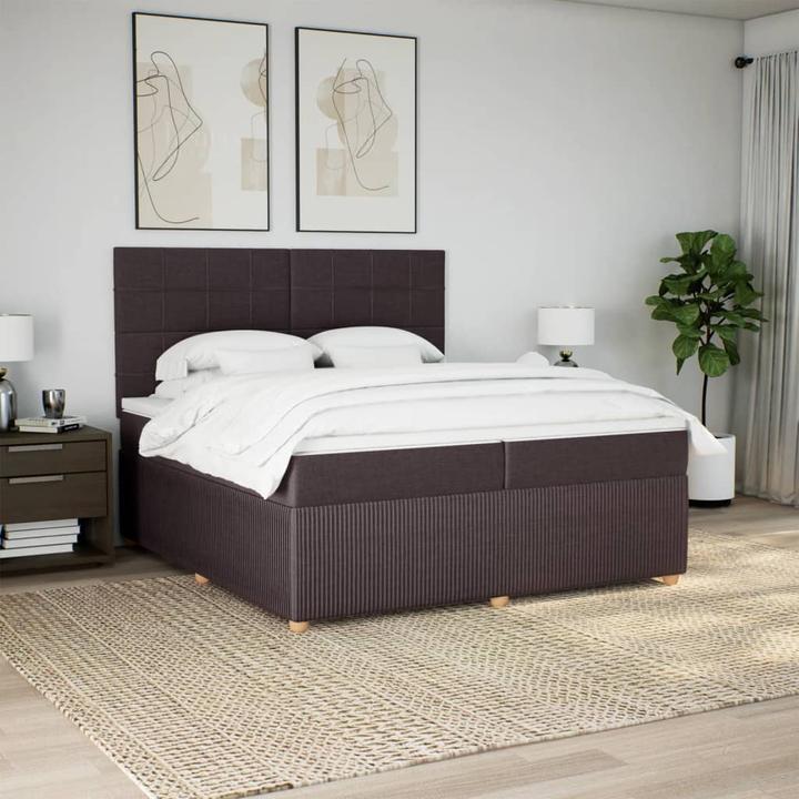 Produktbild VidaXL Boxspringbett Polsterbett Bett mit Matratze Dunkelbraun 200x200cm Stoff (200 x 200 cm, 200 x 200 cm)
