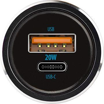 Produktbild Forever CC-06 PD QC Autoladegerät 1x USB-C 1x USB 20W schwarz