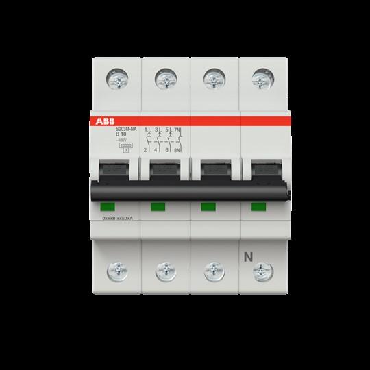 Actual product image ABB S203M-B10NA Automatic circuit breaker B-Char.,10kA,10A,3P,+N A S203M-B10NA