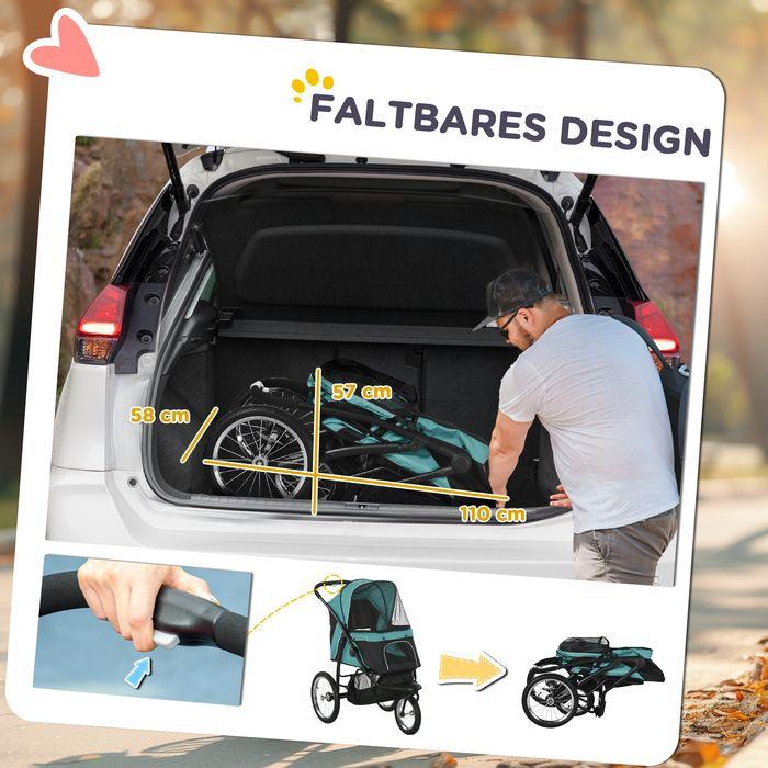 Produktbild Swisshandel24 Hundewagen Hundebuggy klappbar für Hunde & Katzen bis 20 kg Katzenbuggy (Katze, Hund, Sicherheitsverschluss, Faltbar, Reflektoren)