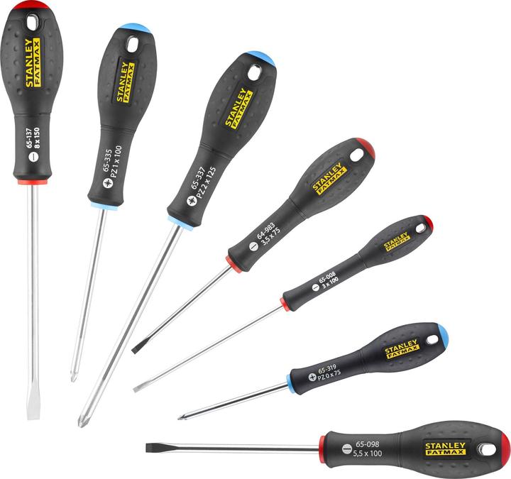 Image du produit Stanley Jeu de 7 pièces FatMax (fendue/Phillips/Pozidriv®) (Vis fendues, Cruciforme PZ, Recouvrement cruciforme Phillipps (PH))