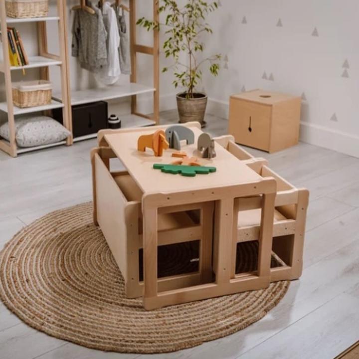 Actual product image Activity Board Children's Table and Chair/Bench Set, 3 in 1 Wooden Activity Table, Bench, Desk for Children Reading (Child armchair)