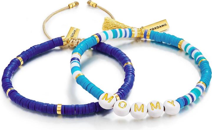 Yokoamii Damen Mommy Edelstahl Heishi Perlen gelbgold - 30068 (22 cm, Edelstahl)