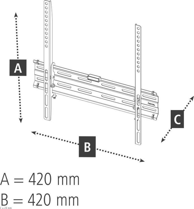 Actual product image Hama TV wall bracket, rigid, 165 cm (65") up to 35 kg, wall distance 2.3 cm (Wall, 65", 35 kg)