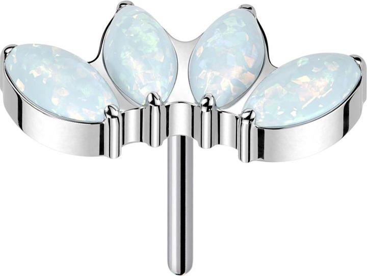 Star Piercing Threadless silber vier Opale weiss (Titan G23, ohne Messing)
