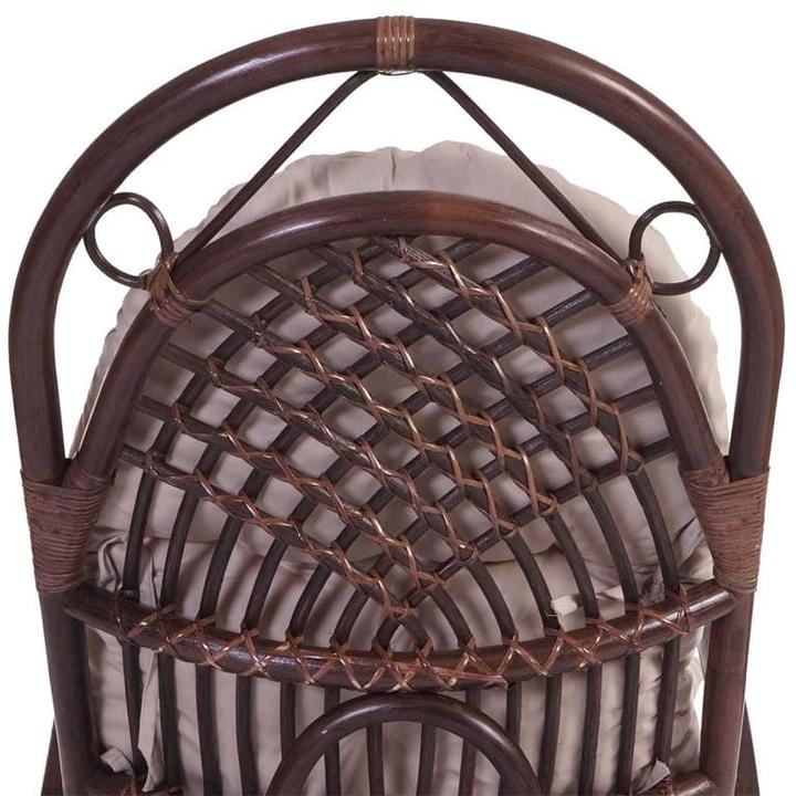 Produktbild Swisshandel24 Schaukelstuhl, Schwingsessel Rattansessel, braun - Auflage creme