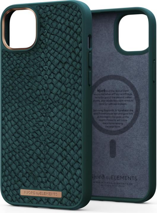 Actual product image Njord Hard Cover Salm.Leather Magsafe Case green (Apple iPhone 14 Plus)