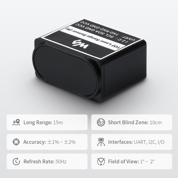Immagine prodotto WaveShare Sensore di distanza laser a lunga distanza ToF UART/I2C 15 m
