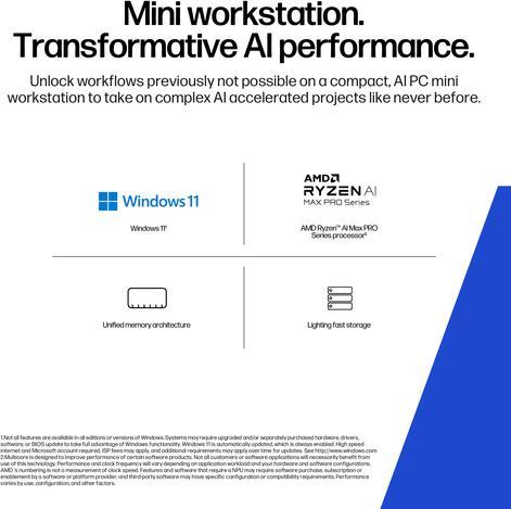 Immagine prodotto HP Z2 Mini G1a AMD Ryzen AI Max PRO 390 32GB 1TB/SSD W11P 3J Gar (DE) (32 GB, 1000 GB)