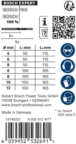 Nährwerte und Zutaten Bosch Professional Zubehör Hammerbohrer-Satz mit SDS plus-7X Schaft - 7 Stk (5.0, 6.0, 8.0, 10.0, 12.0 mm)