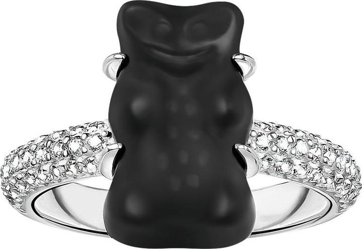 Thomas Sabo Ring mit schwarzem Goldbären und Steinen