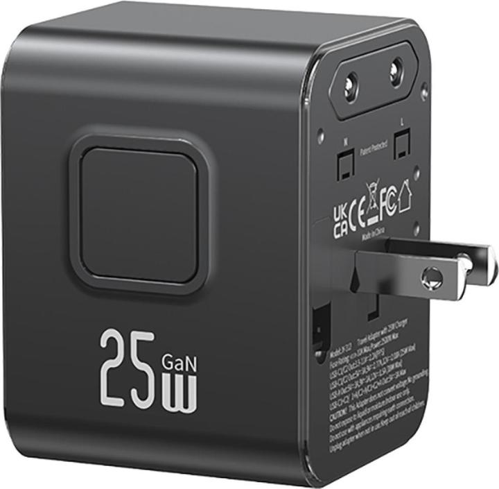 Immagine prodotto Usams Travel Charger Adapter CC309 2xUSB-C 25W 4in1 US/AU/EU/UK black (25 W)