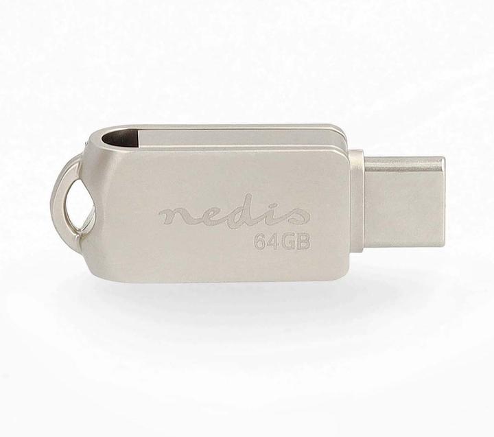 Productafbeelding Nedis Flash drive - 64 GB - USB-A/USB-C - Leessnelheid: 90 MB/s - Schrijfsnelheid: (64 GB, USB-A, USB-C)