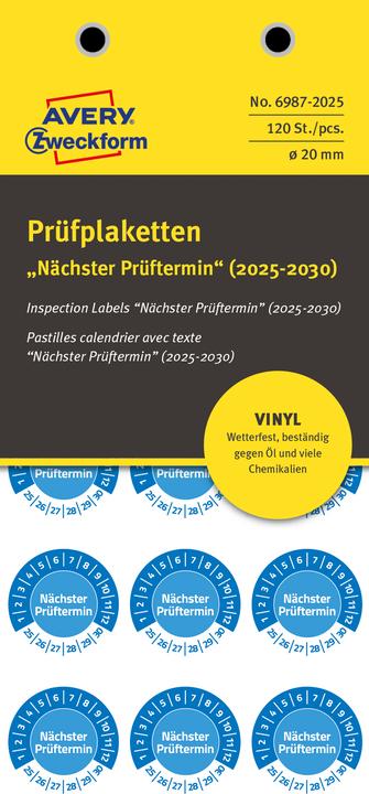 Produktbild Avery Prüfplaketten