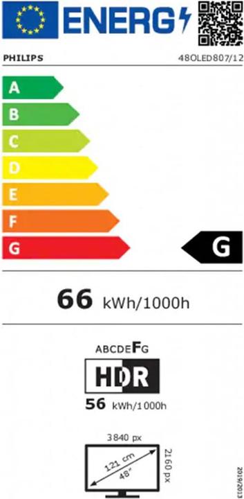Energy Label Philips 48OLED807 (48", OLED807, OLED, 4K, 2022)