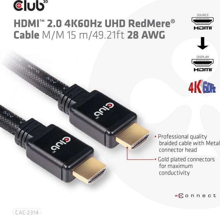 Immagine prodotto Club 3D HDMI (Typ A) — HDMI (Typ A) (15 m, HDMI)