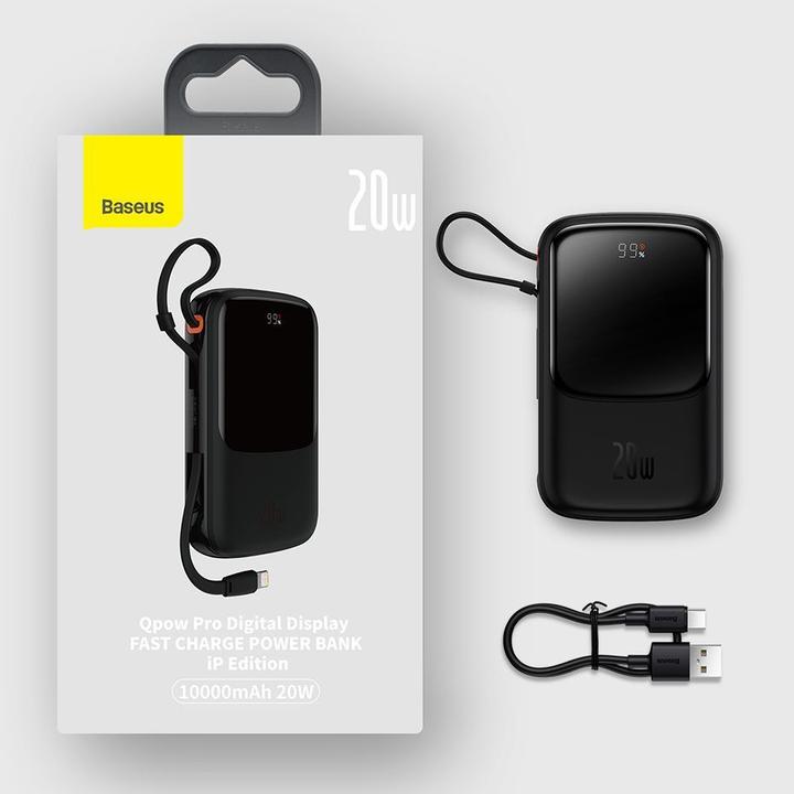 Actual product image Baseus Qpow Pro Overseas Edition + USB C 3A Cable (10000 mAh, 20 W, 37 Wh)