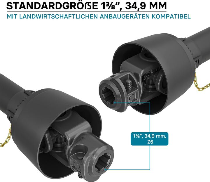 Produktbild Wiltec Zapfwelle T1 Gelenkwelle 950-1235mm 210Nm 540U/min PTO-Shaft 18kW 1 3/8" 6 Zähne (Traktorzubehör)