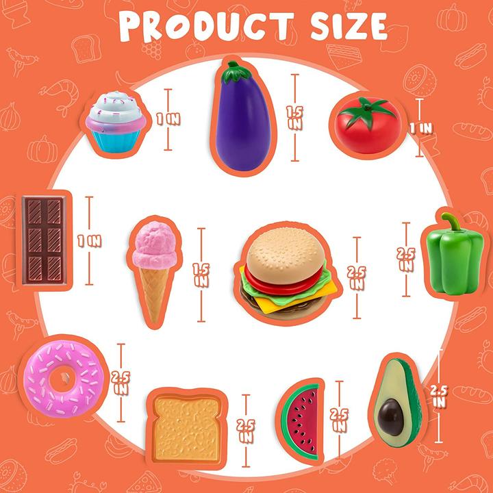 Immagine prodotto Activity Board 50 pezzi di cibo giocattolo in plastica per bambini, cibo finto, set di giochi da cucina