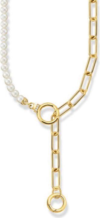 Produktbild Thomas Sabo Collier aus Süsswasserzuchtperlen und Gliederkette mit weissen Steinen vergoldet (925er Silber, 42 - 47 cm)