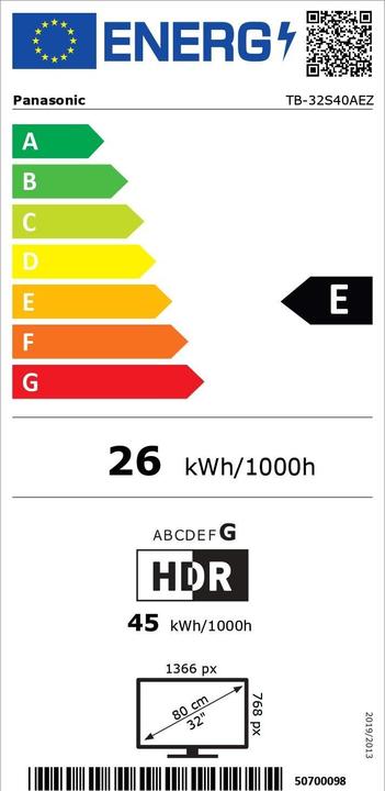 Label énergétique Panasonic TB-32S40AEZ (32", LED, HD ready, 2024)