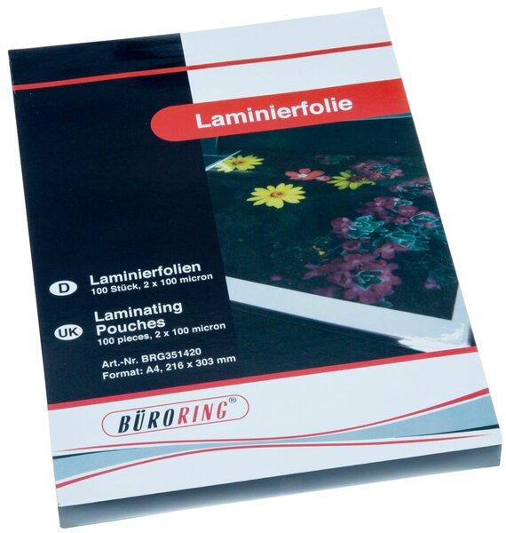 Produktbild Büroring Laminierfolie, DIN A4, 100 Mikron, 100 Stück (A4, 100 Stück, 100 µm)