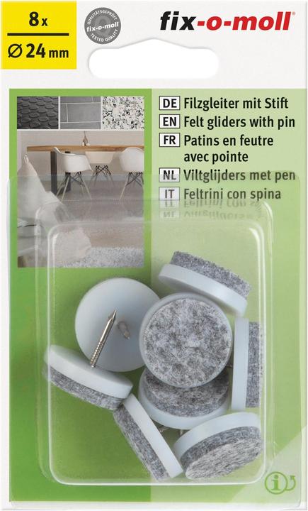 Produktbild Fix-o-moll Filzgleiter mit Stift 4 mm / Ø 24 mm 8 x (Filzgleiter, 8 Stück)