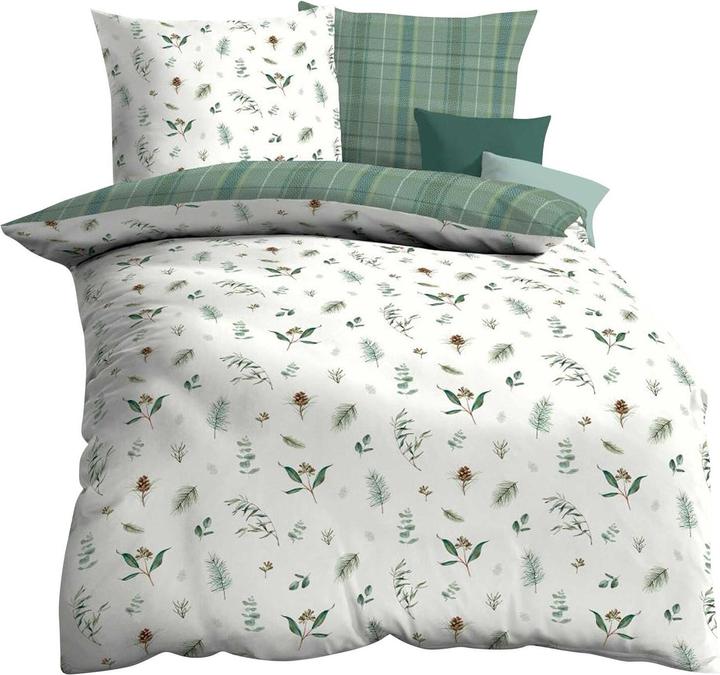 Produktbild Kaeppel Biber Bettwäsche Winter Greens grün (Bettwäsche Set, 135x200 cm, 80x80 cm)