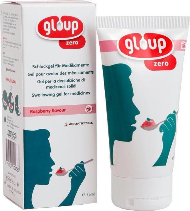 Immagine prodotto Gloup Schluck Gel für Medikamente Zero mit Himbeer-Aroma (1 x, 75 ml, 106 g)