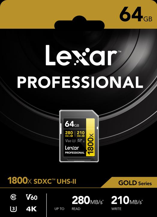 Immagine prodotto Lexar SDXC 1800x professionale R:270MB/s W:180MB/s C10 (64 GB, SDXC, U3, UHS-II)
